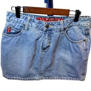 Y2K Vintage Mudd Light Wash Denim Mini Skirt Size 9 100% Cotton